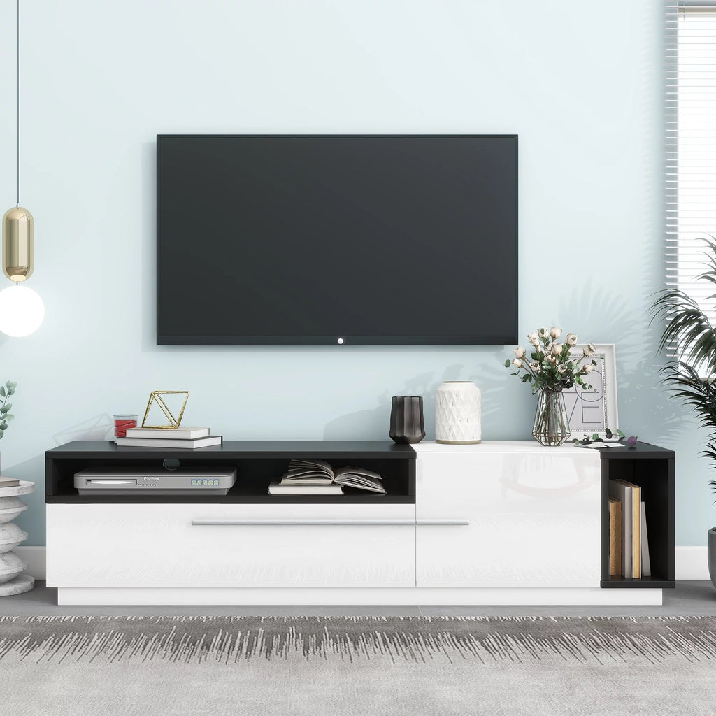 White High Gloss TV Stand with Storage Drawer Y301