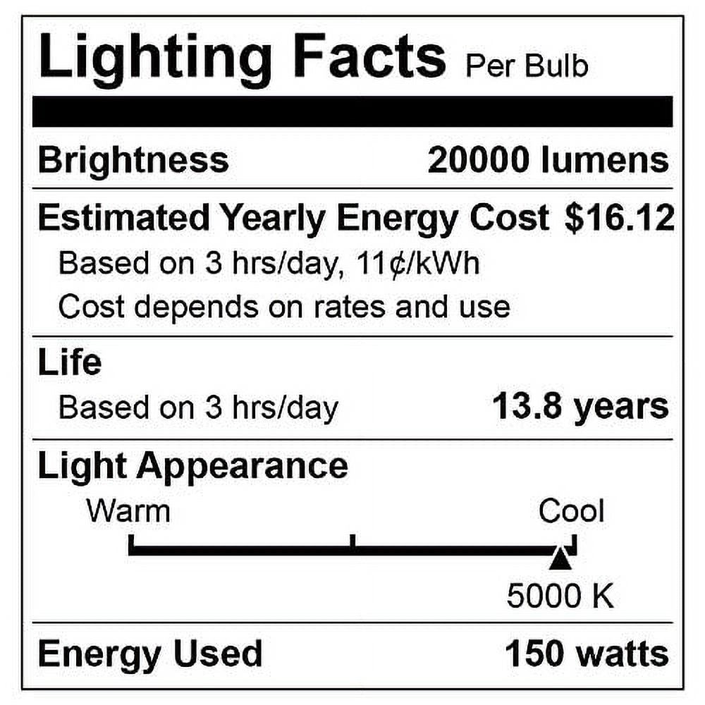 150W LED Corn Light Bulb 20000 Lumen 6000k E26 Base with E39 Adapter B92930