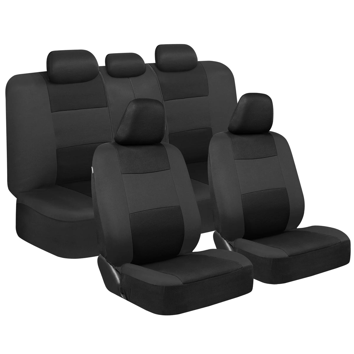 Reverse Charcoal Gray Two-Tone Car Seat Covers Full Set D40038