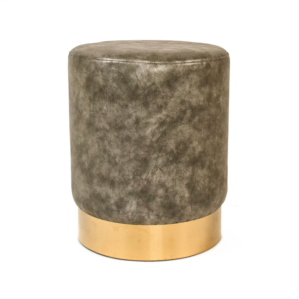 Gray and Gold Upholstered Vanity Stool Q53468