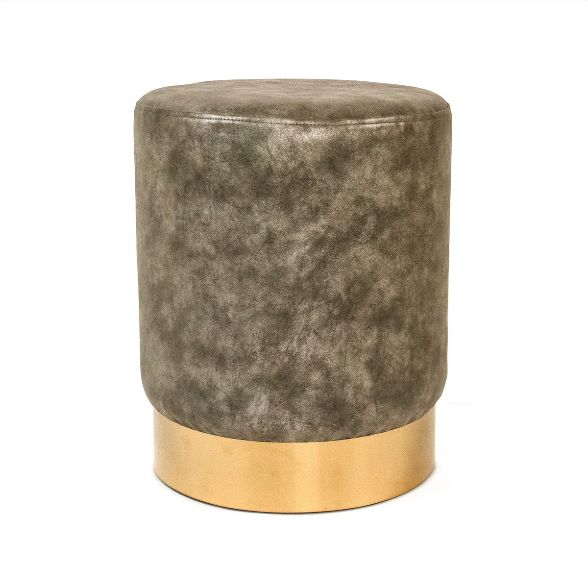 Gray and Gold Upholstered Vanity Stool Q53468
