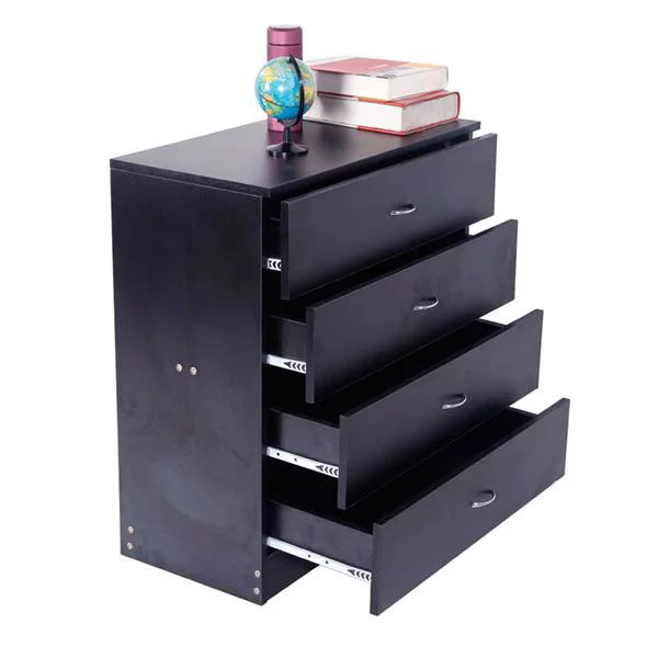 Black 4 Drawer Bedside Table A189