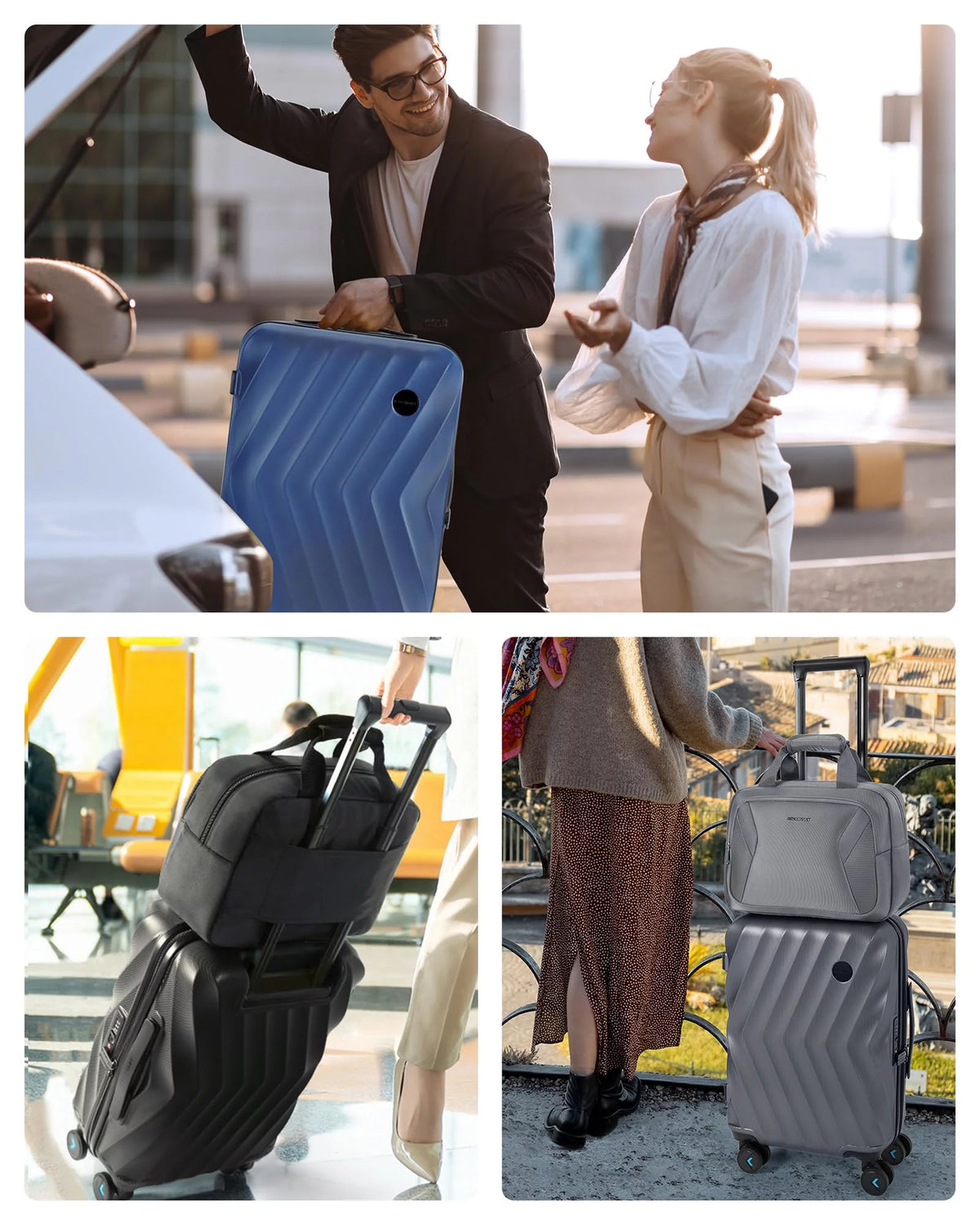 2 Piece Hardside Carry On Luggage Set with Spinner Wheels & TSA Lock P6337