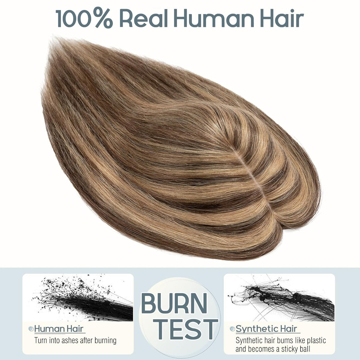 100% Real Human Hair Topper Silk Base Clip In Top Hairpieces 10 Inch 33g E328987