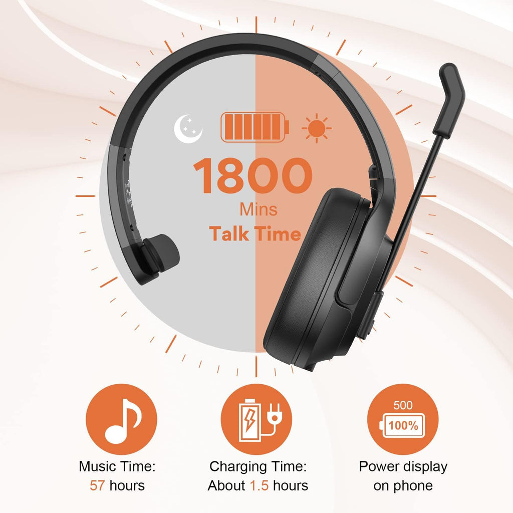 Noise Canceling Trucker Bluetooth Headset with Microphone Pack of 2 C26725