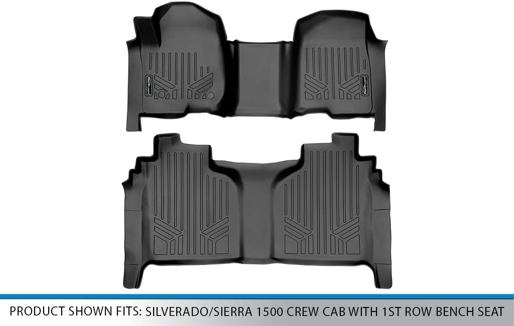 Black 2 Row Floor Mat Set for Crew Cab with Bench Seat X8979