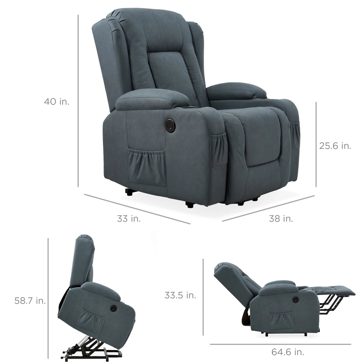 Blue Electric Power Lift Recliner Massage Chair D286