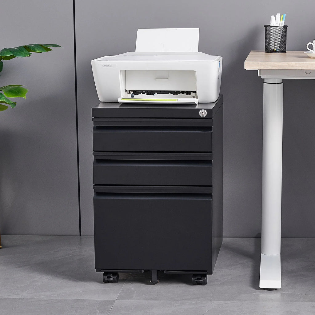3 Drawer Black Metal File Cabinet with Lock P96022