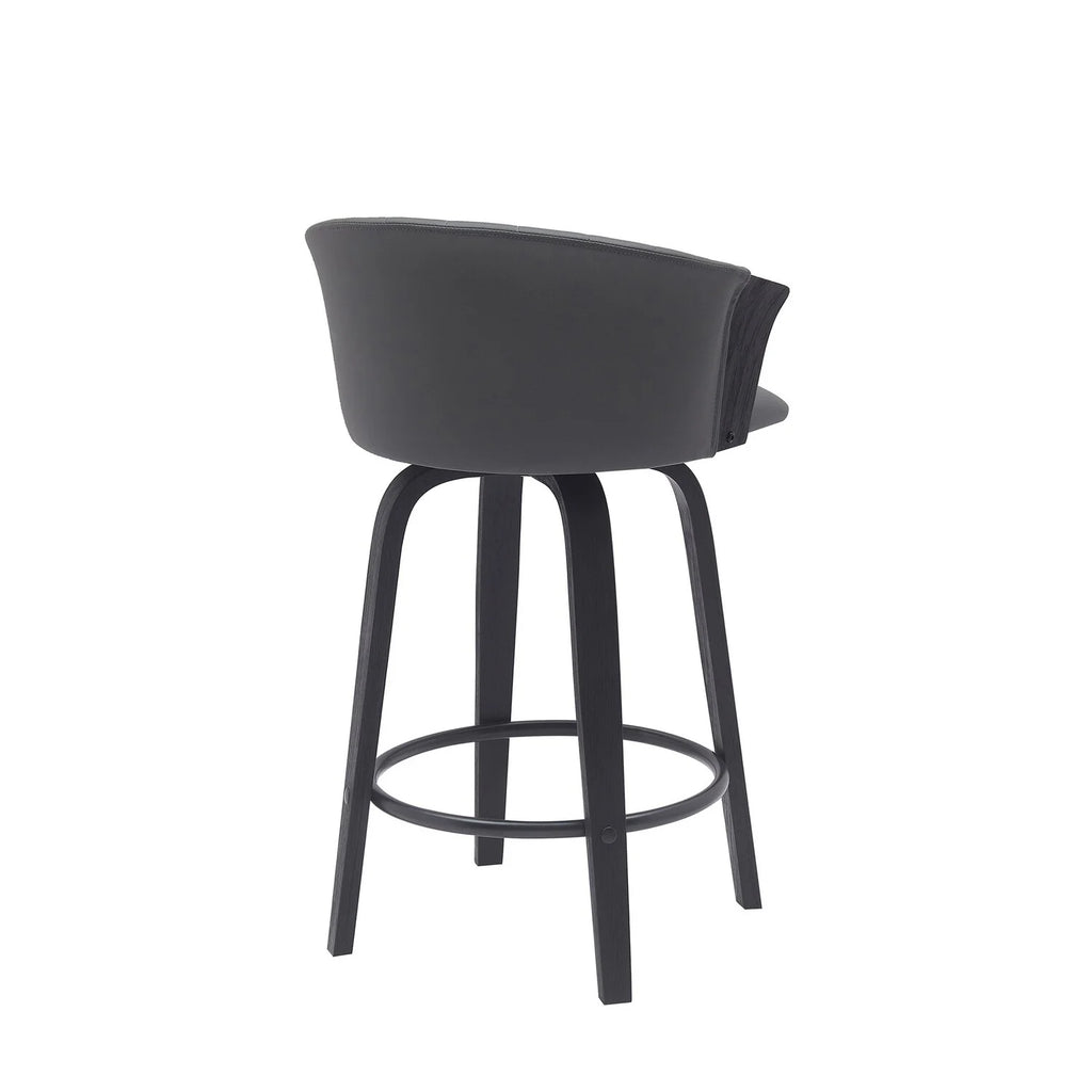 Black Faux Leather Swivel Counter Stool Chair U275275