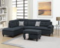 Black Sectional Sofa with Storage Ottoman E294