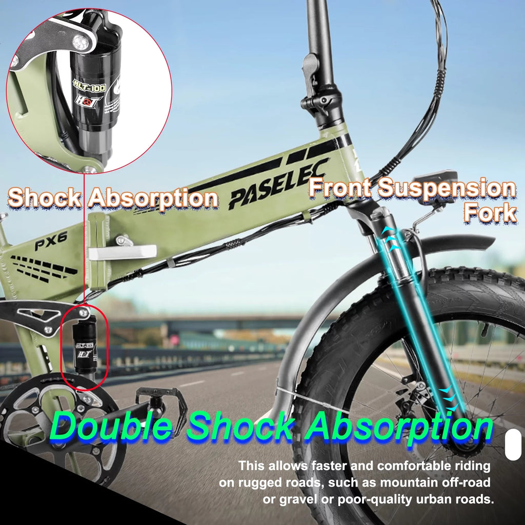 Folding Electric Mountain Bike 750W 20'' Aluminum Alloy 48V 12Ah 9 Speed O243
