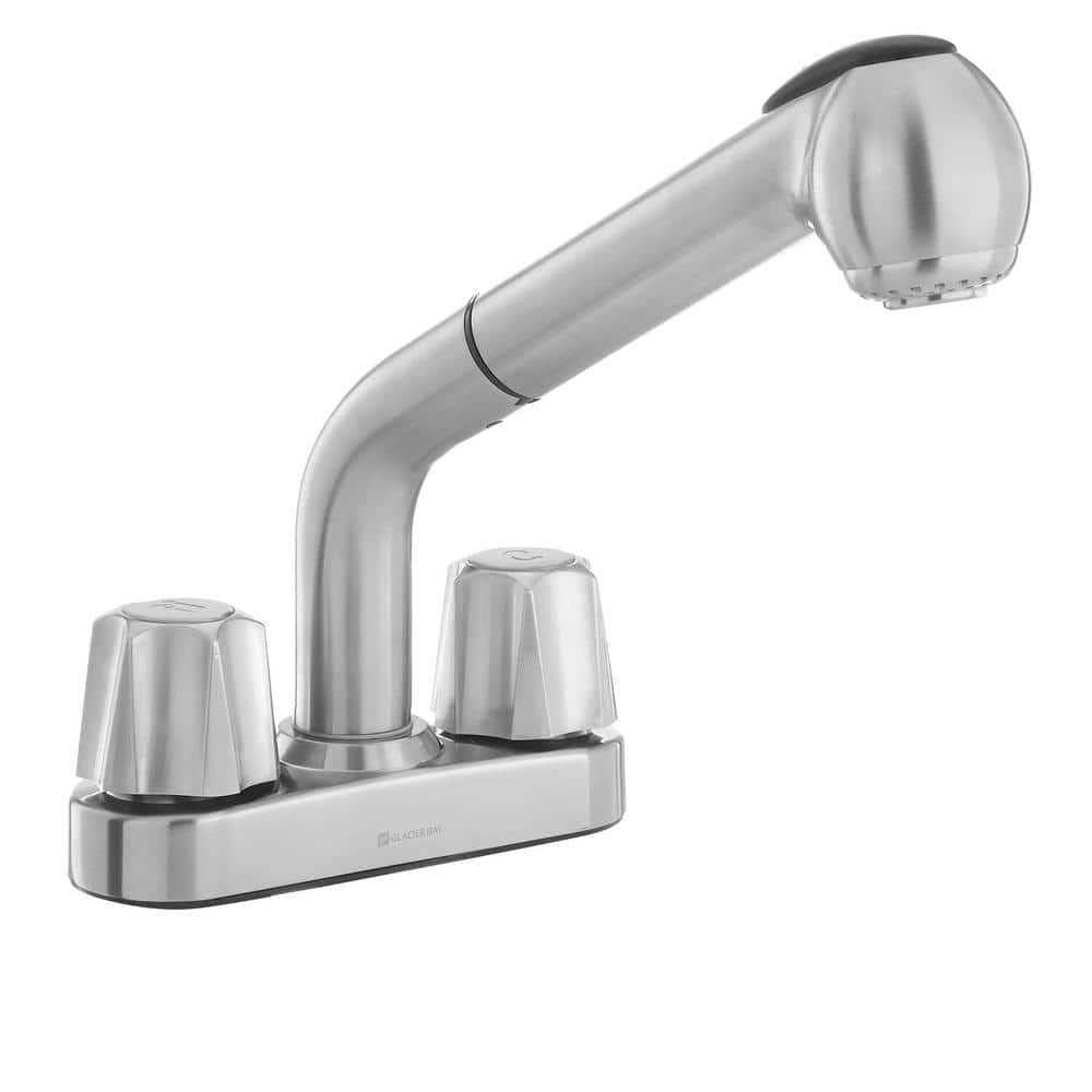 2-Handle Centerset Pull-Out Laundry Faucet in Stainless Steel B45641