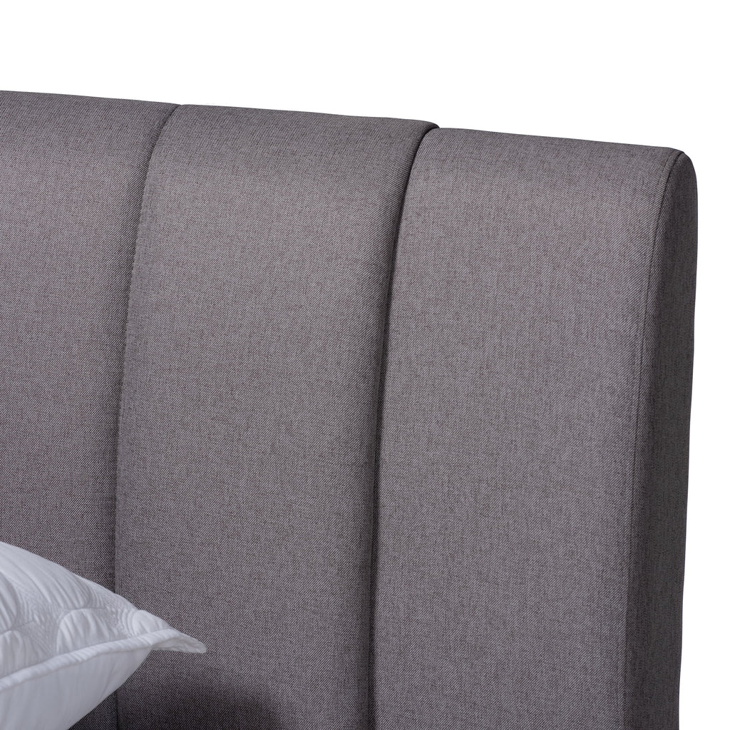 Grey Fabric Upholstered Queen Size Bed G1351
