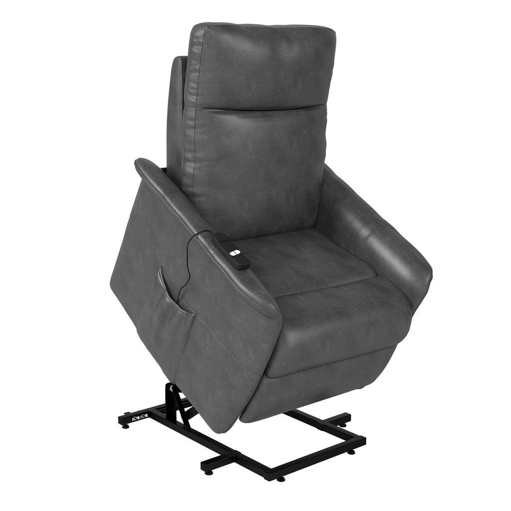 Gray Faux Leather Power Recline and Lift Chair Z8929