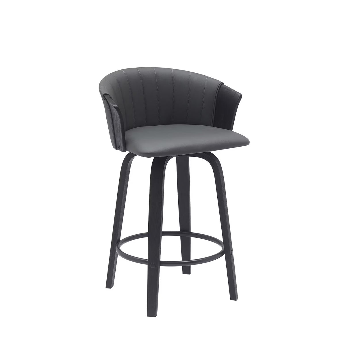 Black Faux Leather Swivel Counter Stool Chair U275275