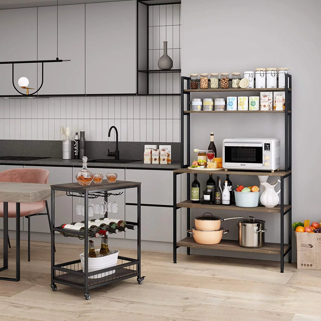 5 Tier Kitchen Microwave Oven Stand with Hutch O238
