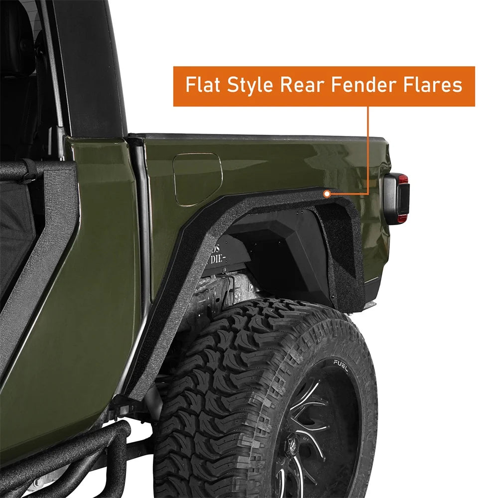 2Pcs Steel Rear Flat Wheel Fender Flares Guard Black V2986