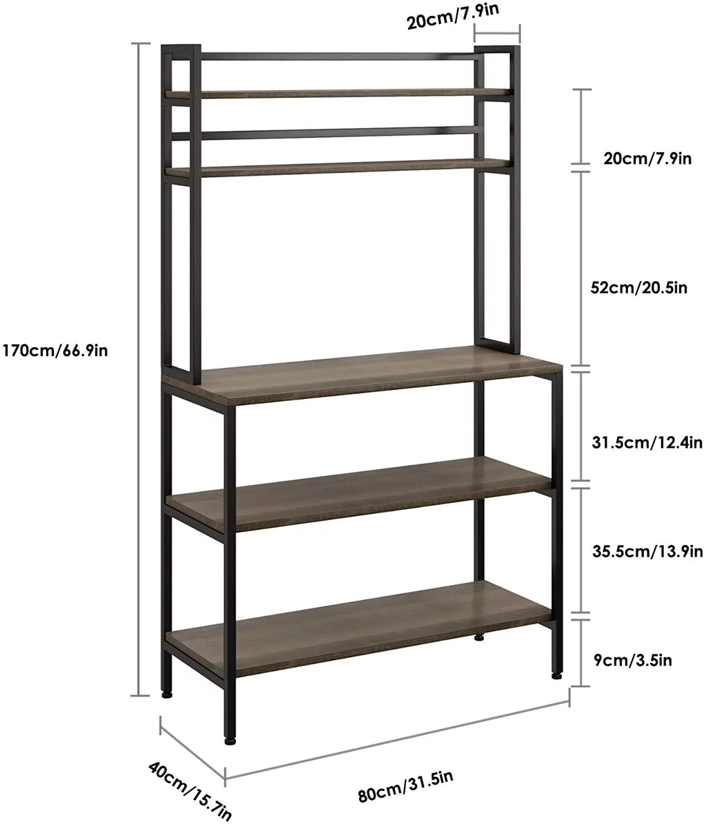 5 Tier Kitchen Microwave Oven Stand with Hutch O238