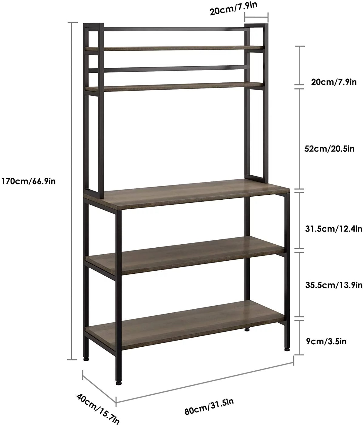 5 Tier Kitchen Microwave Oven Stand with Hutch O238