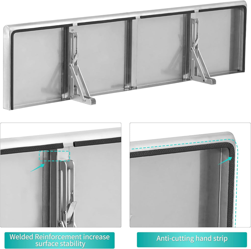 Folding Stainless Steel Serving Shelf, Wall Mount Shelving M101