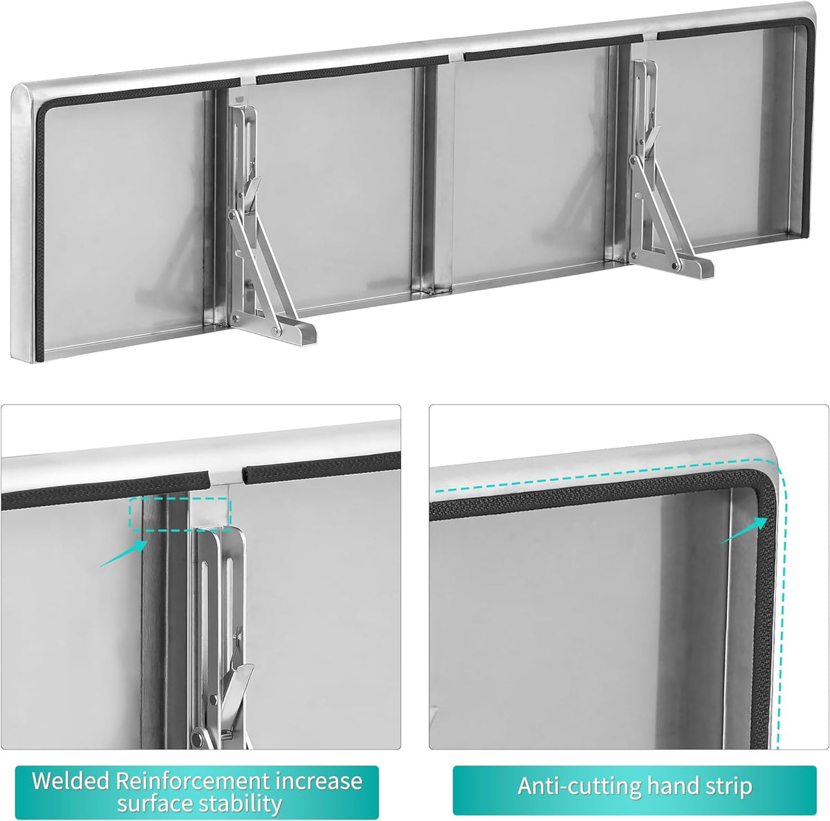 Folding Stainless Steel Serving Shelf, Wall Mount Shelving M101
