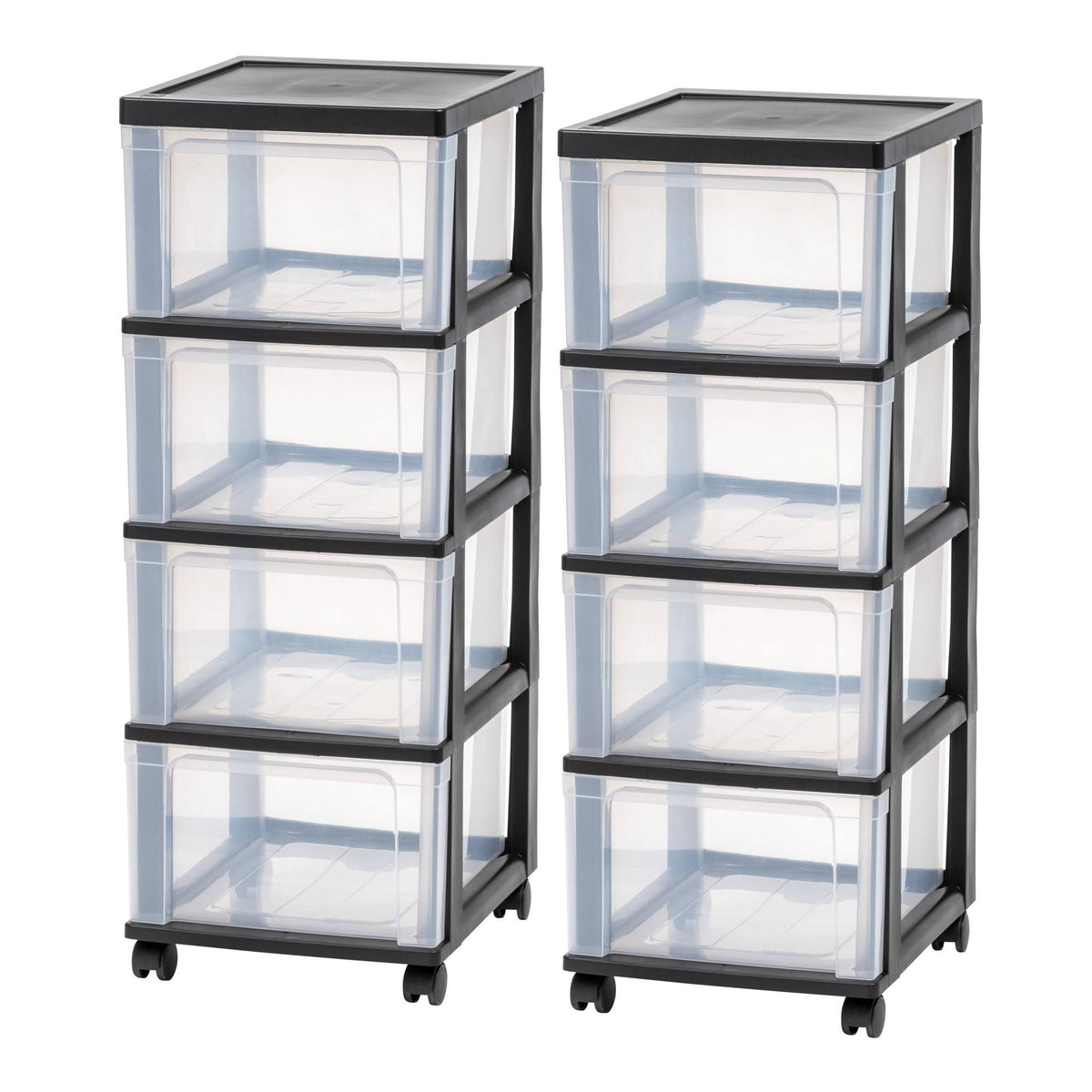 Black 4-Drawer Narrow Cart, 2 Pack I583
