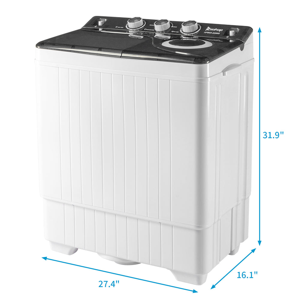 Semi-automatic Twin Tub Washing Machine with Built-in Drain Pump, White&Black S817