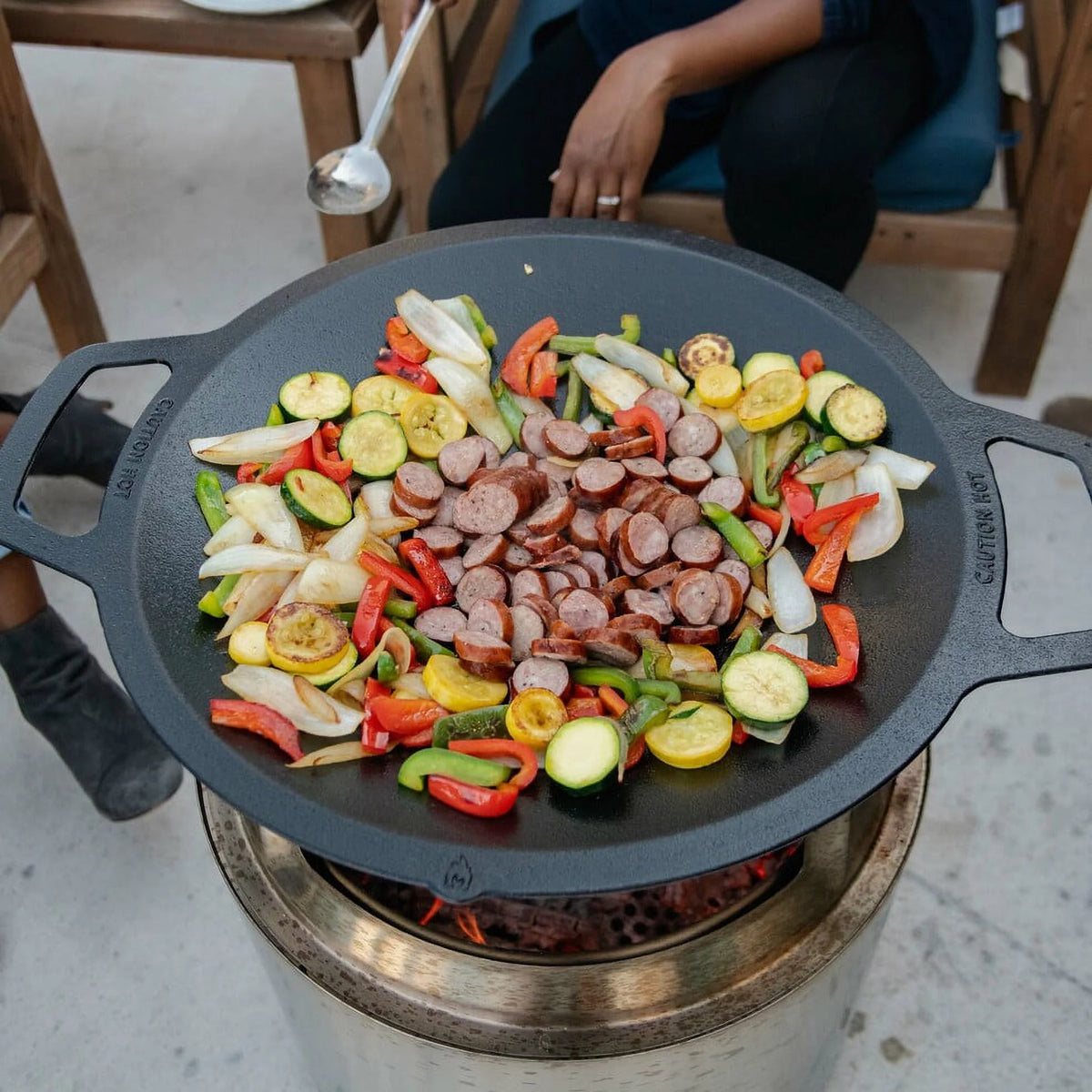 Large Cast Iron Wok Top, 18" Stir Fry Pan B5319