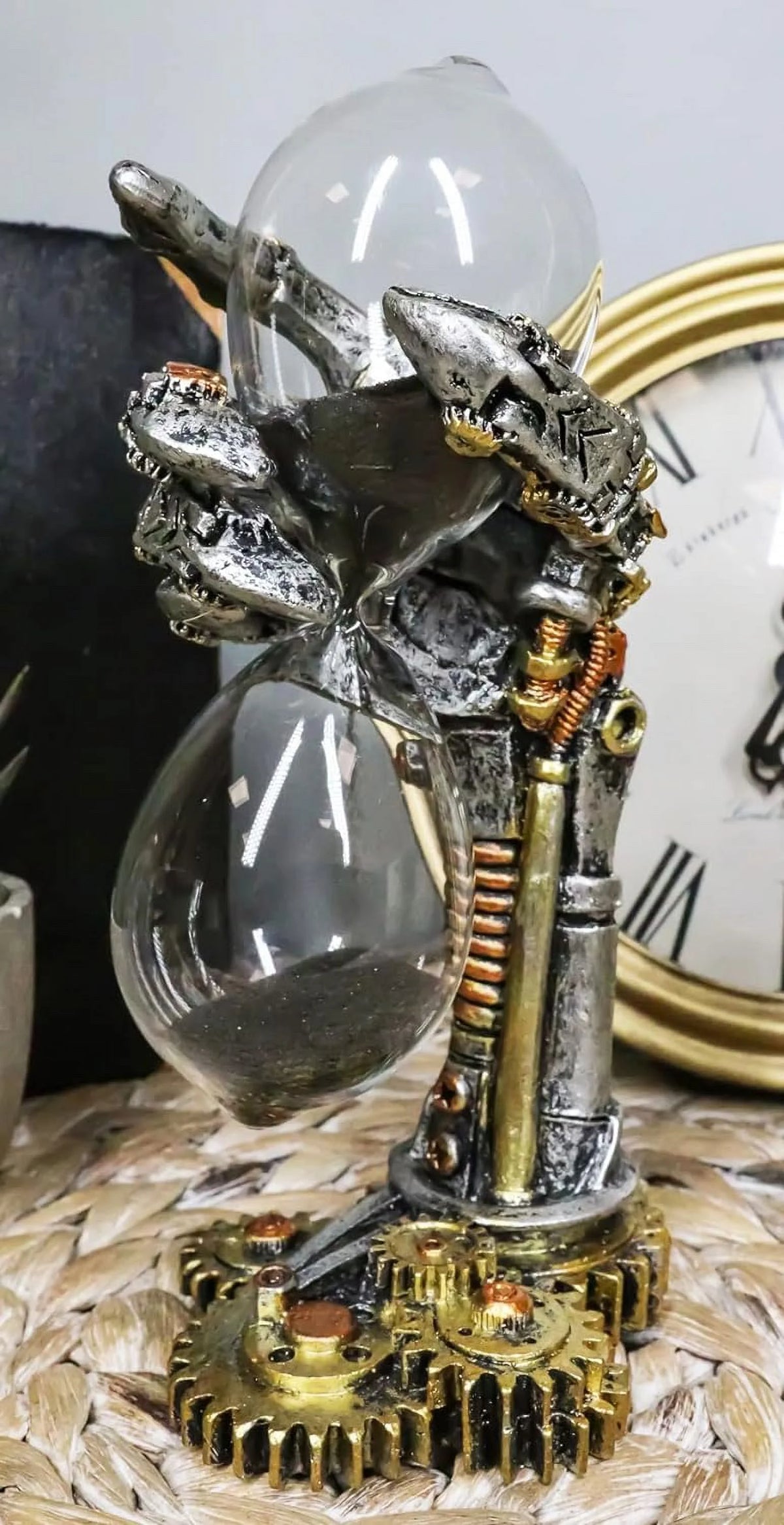 Steampunk Sand Timer with Black Sands Figurine Accent Decor Z7720