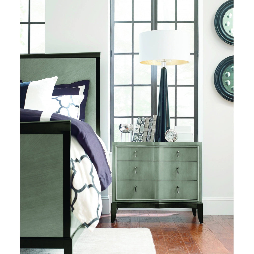 3 Drawer Night Stand in Platinum & Black Tie Wood V5381