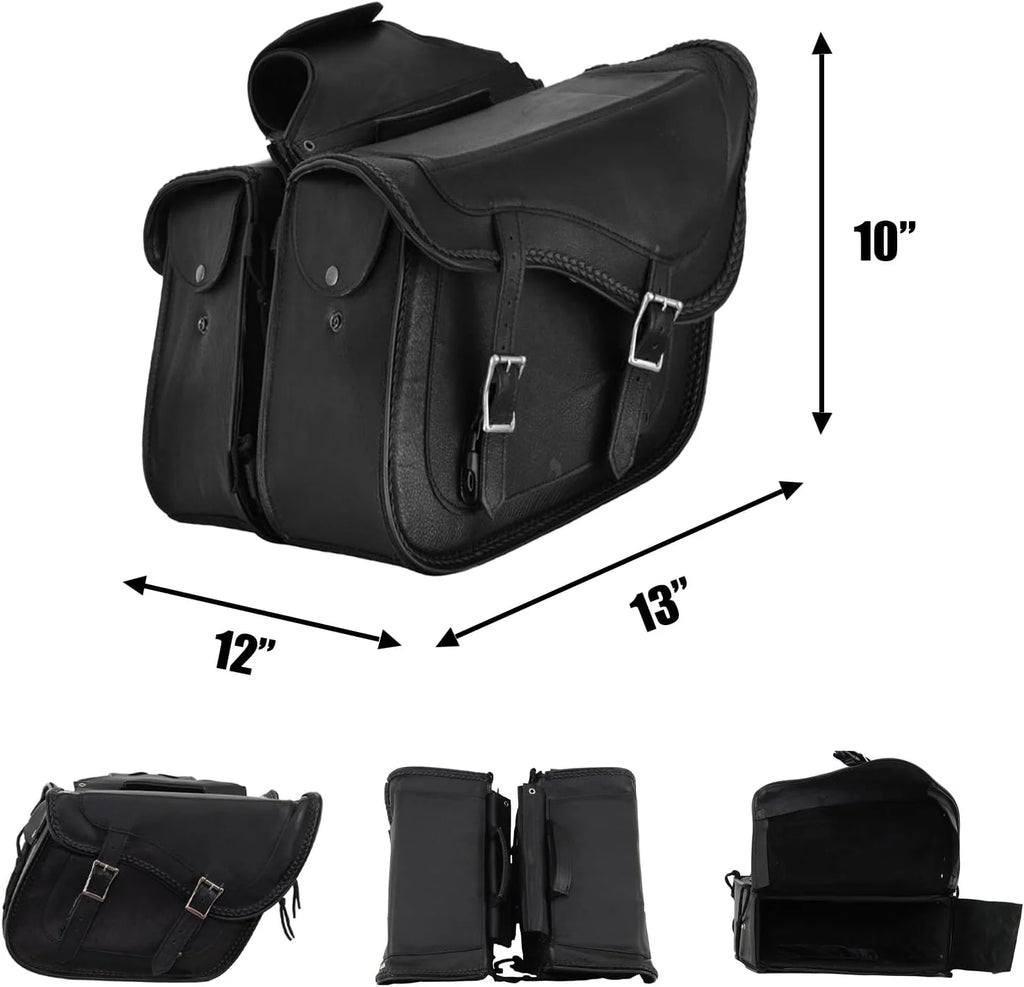 Motorcycle Saddle Bags Leather Luggage Bag Waterproof U627