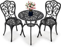 3-Piece Cast Aluminum Patio Bistro Set Black W646981