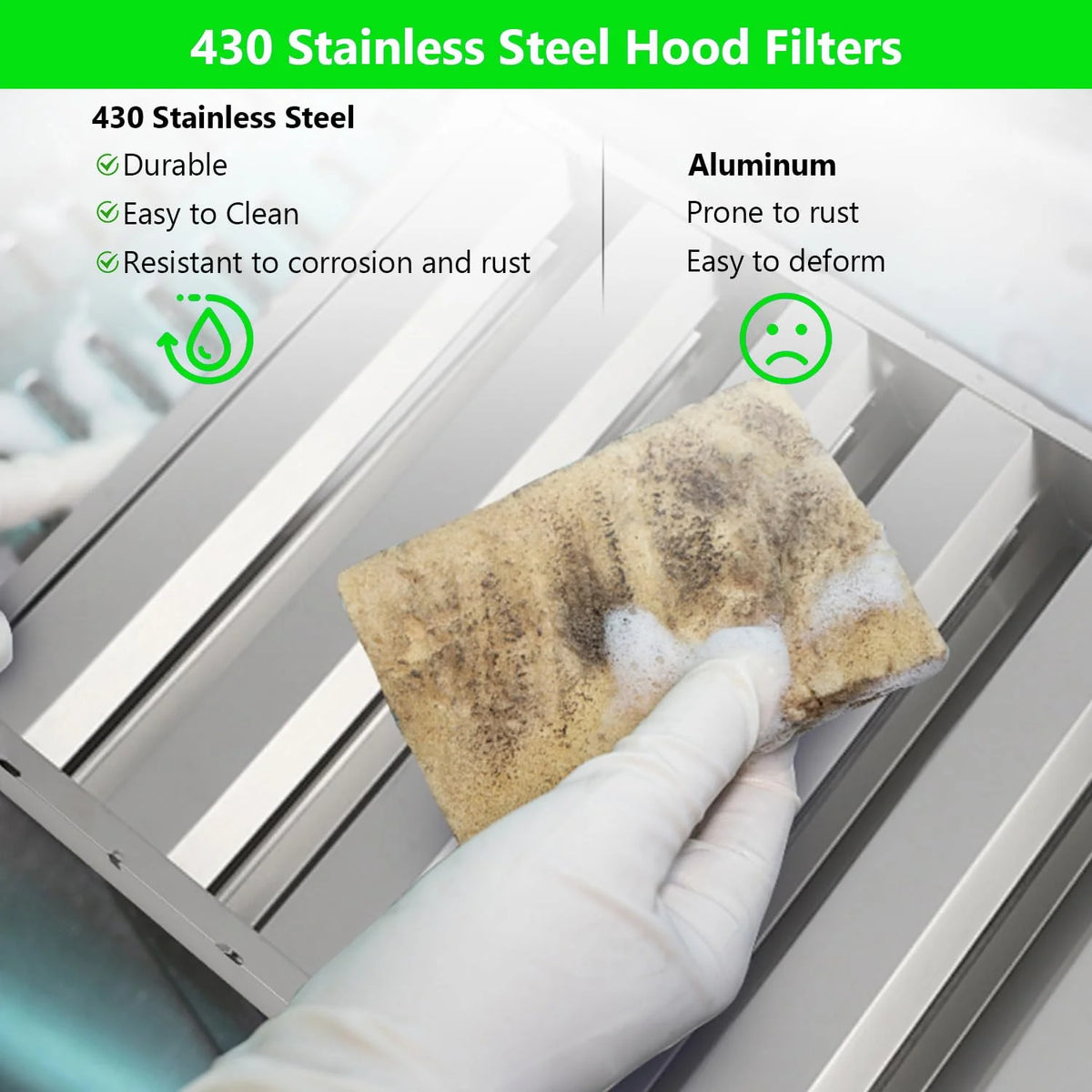 Commercial Hood Filters 19.5W x 24.5H Inch, 430 Stainless Steel, Pack of 6 I59264