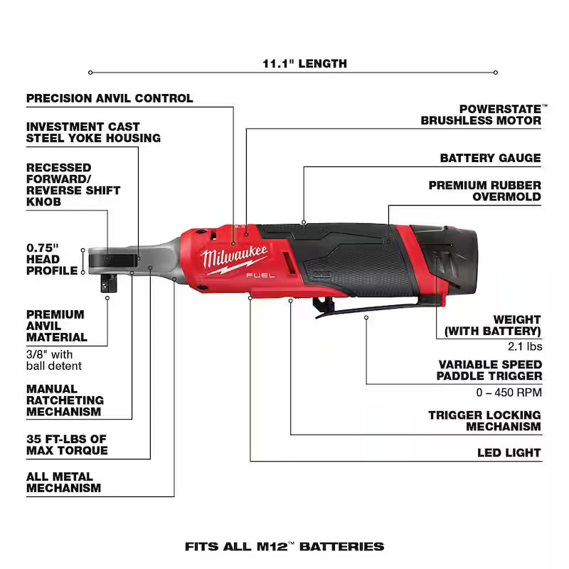 12V Cordless 3/8 in. Ratchet Kit with 3/8 in. SAE Socket Set C656549
