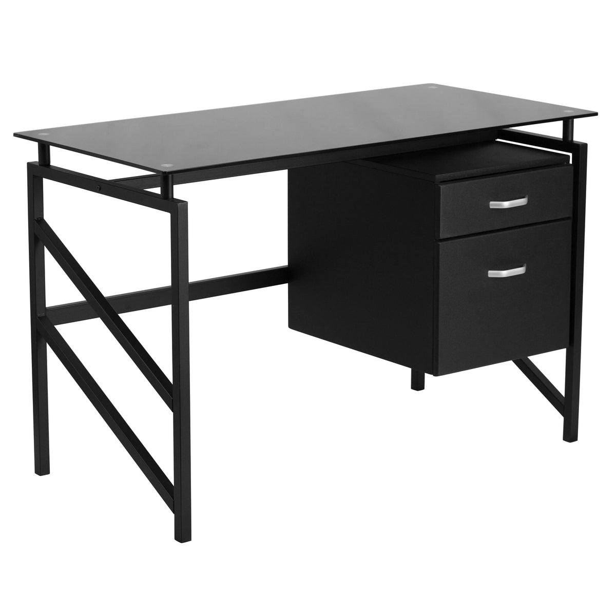 Glass Desk with Two Drawer Pedestal D297