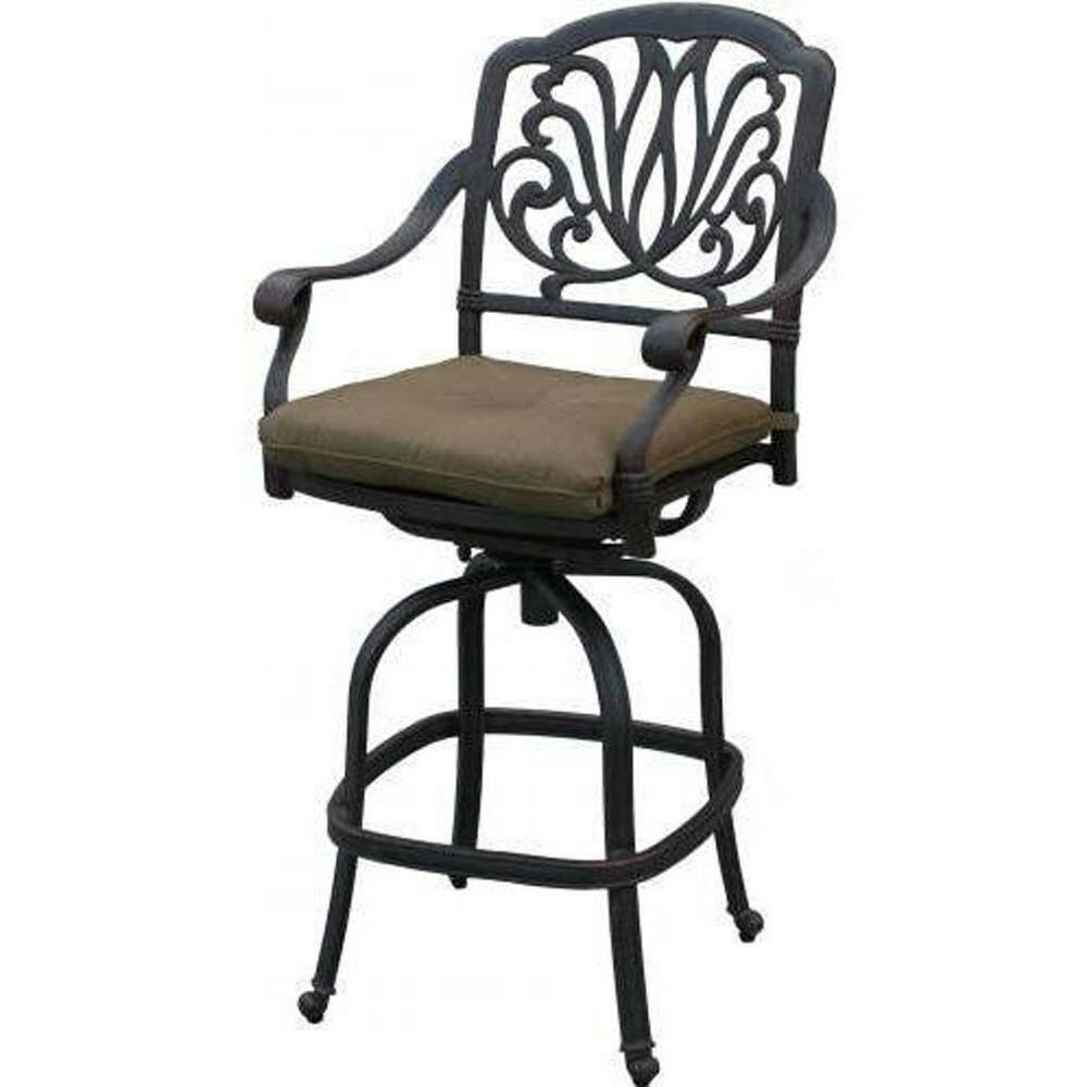 Bronze Cast Aluminum Swivel Patio Bar Stool J107338
