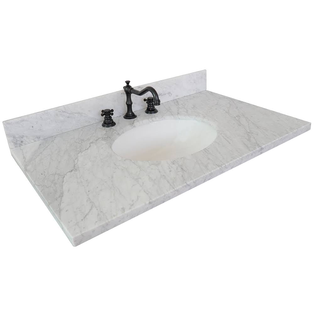 White Carrara Marble Top with Oval Sink P59350