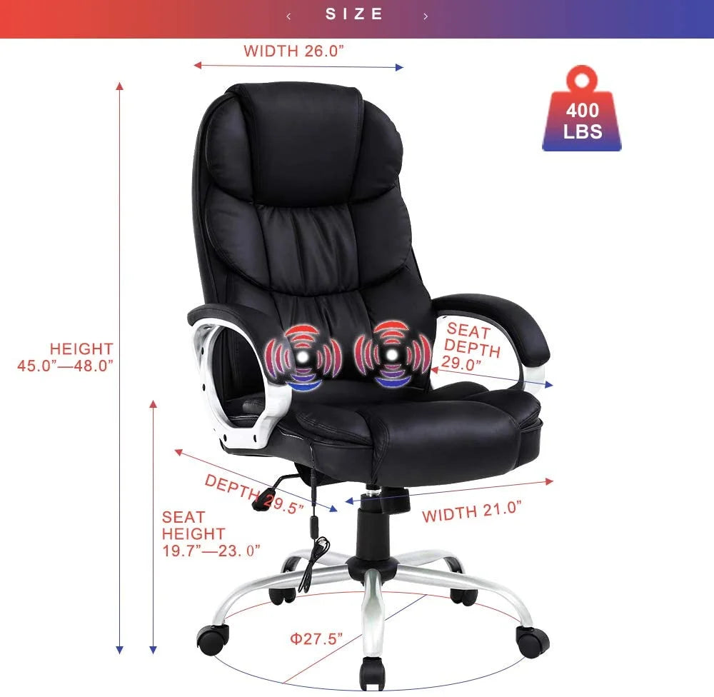 Big and Tall Leather Ergonomic Massage Office Chair Q56751