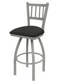 Swivel Bar Stool with Anodized Nickel Finish and Iron Seat V316
