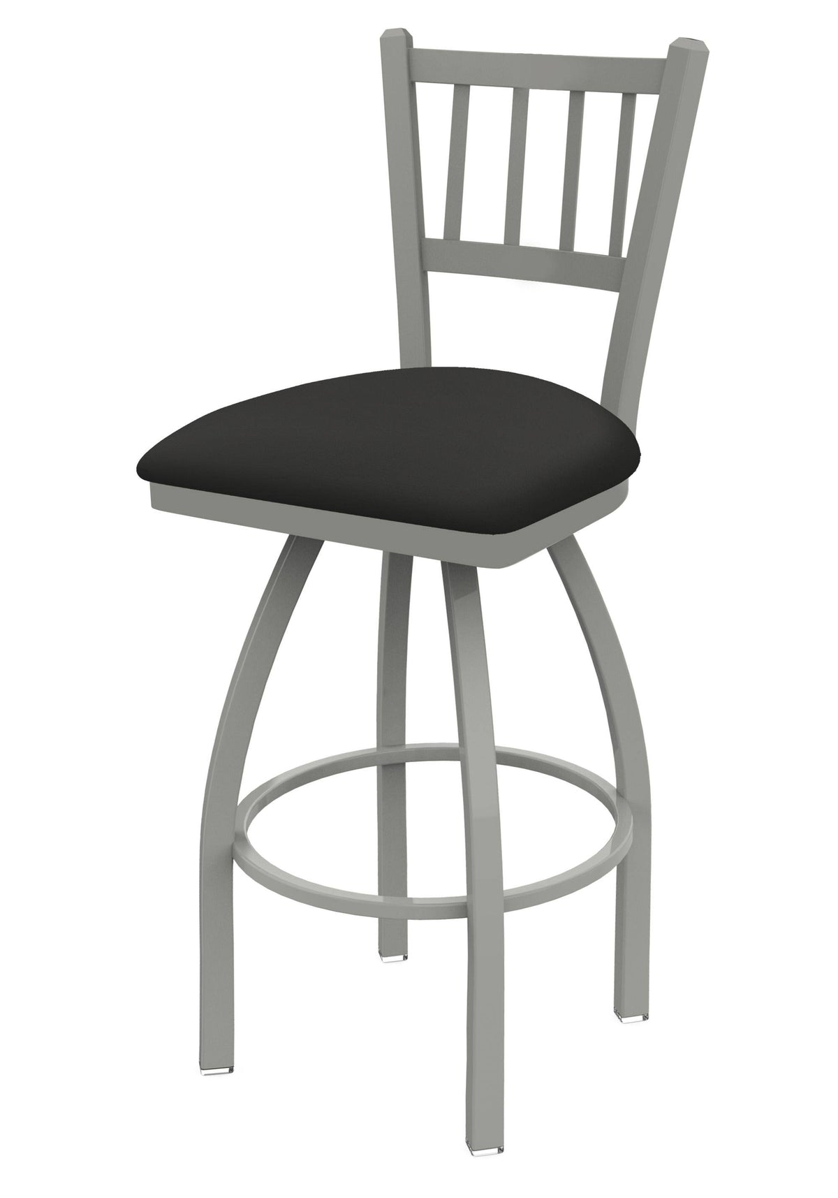 Swivel Bar Stool with Anodized Nickel Finish and Iron Seat V316