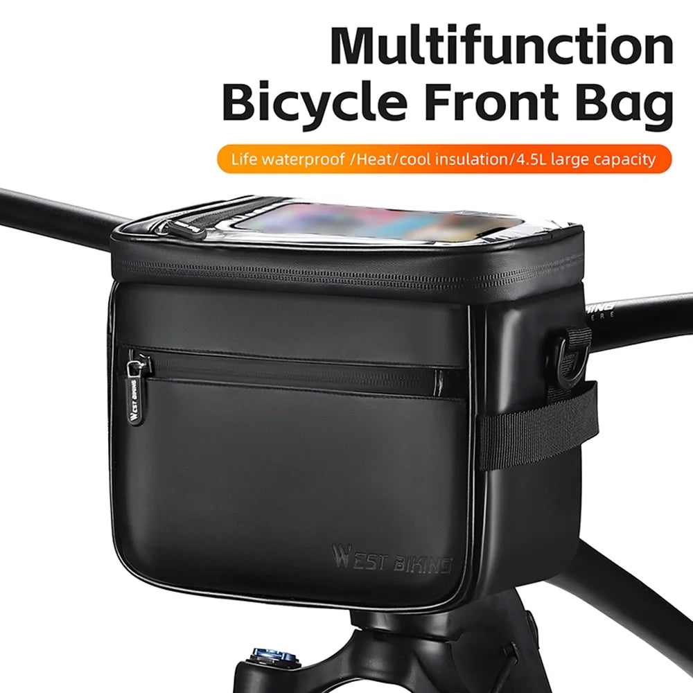 Waterproof PU Leather Bike Front Bag with Touchscreen Phone Holder H794769