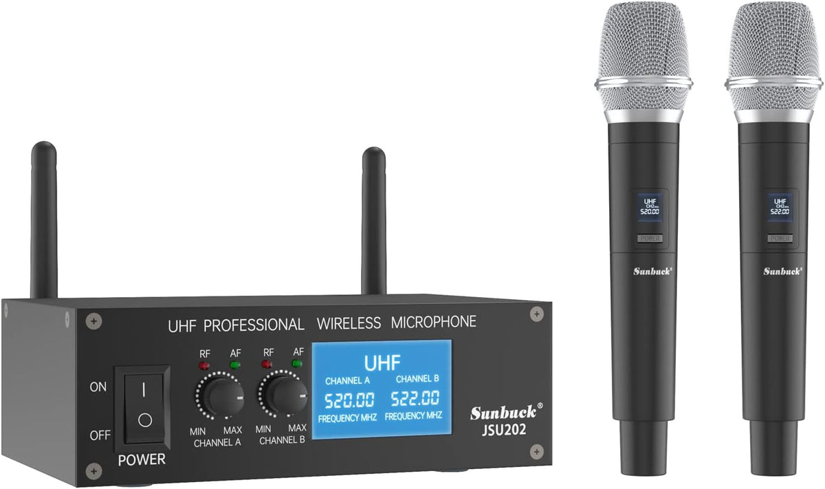 Portable Wireless UHF Karaoke Microphone with 2 Handheld Mics, 280ft Range, Pack of 2 C3856