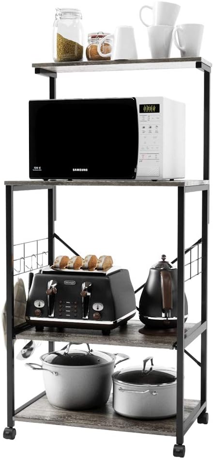 4 Tier Kitchen Baker's Rack with Side Hooks D12930