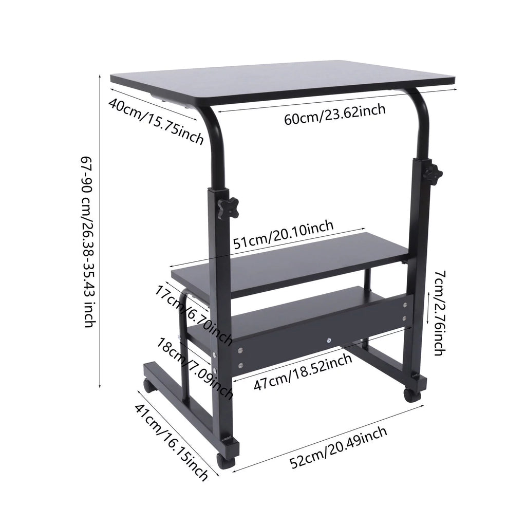 Portable Adjustable Sofa Side Bed Table with Wheels G584