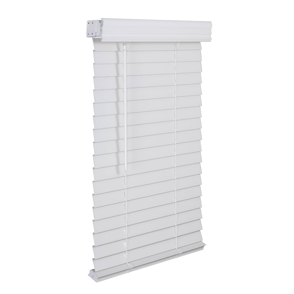 White Cordless Faux Wood Blind S401
