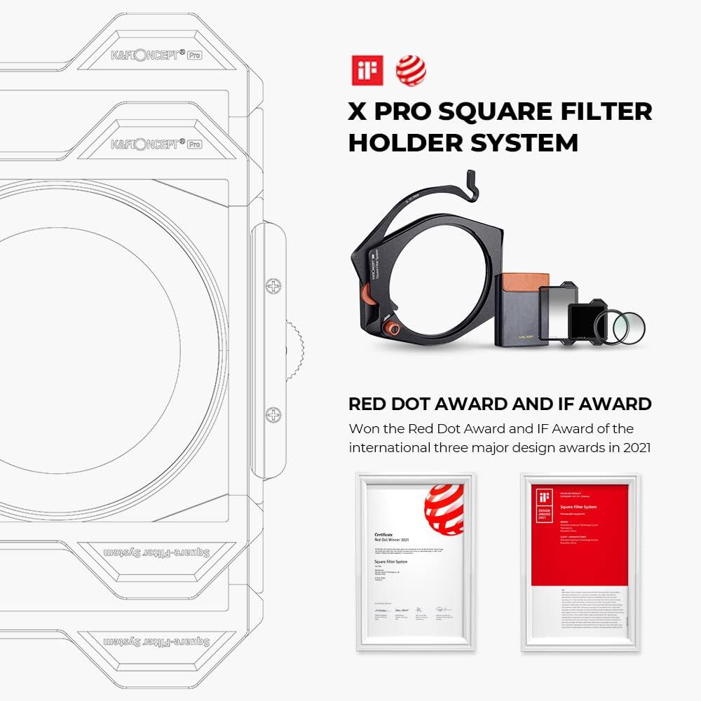 Square Filter Holder System Kit with 95mm Circular Polarizer, Square GND8 Filter, ND1000, and 4 Filter Adapter Rings S1725