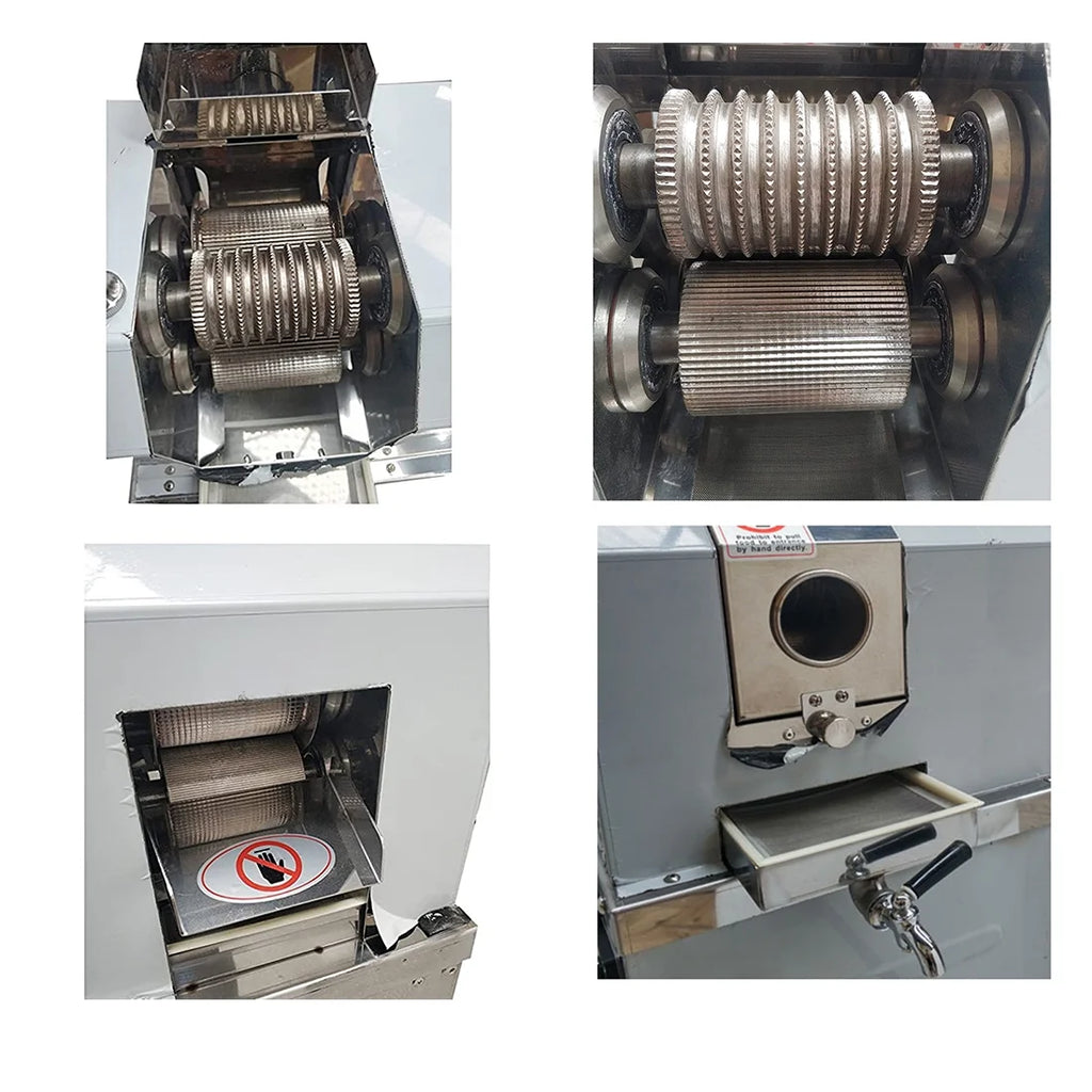 Vertical Electric Sugarcane Juicer Juice Press Machine 4 Rollers Stainless Steel Silver U9297