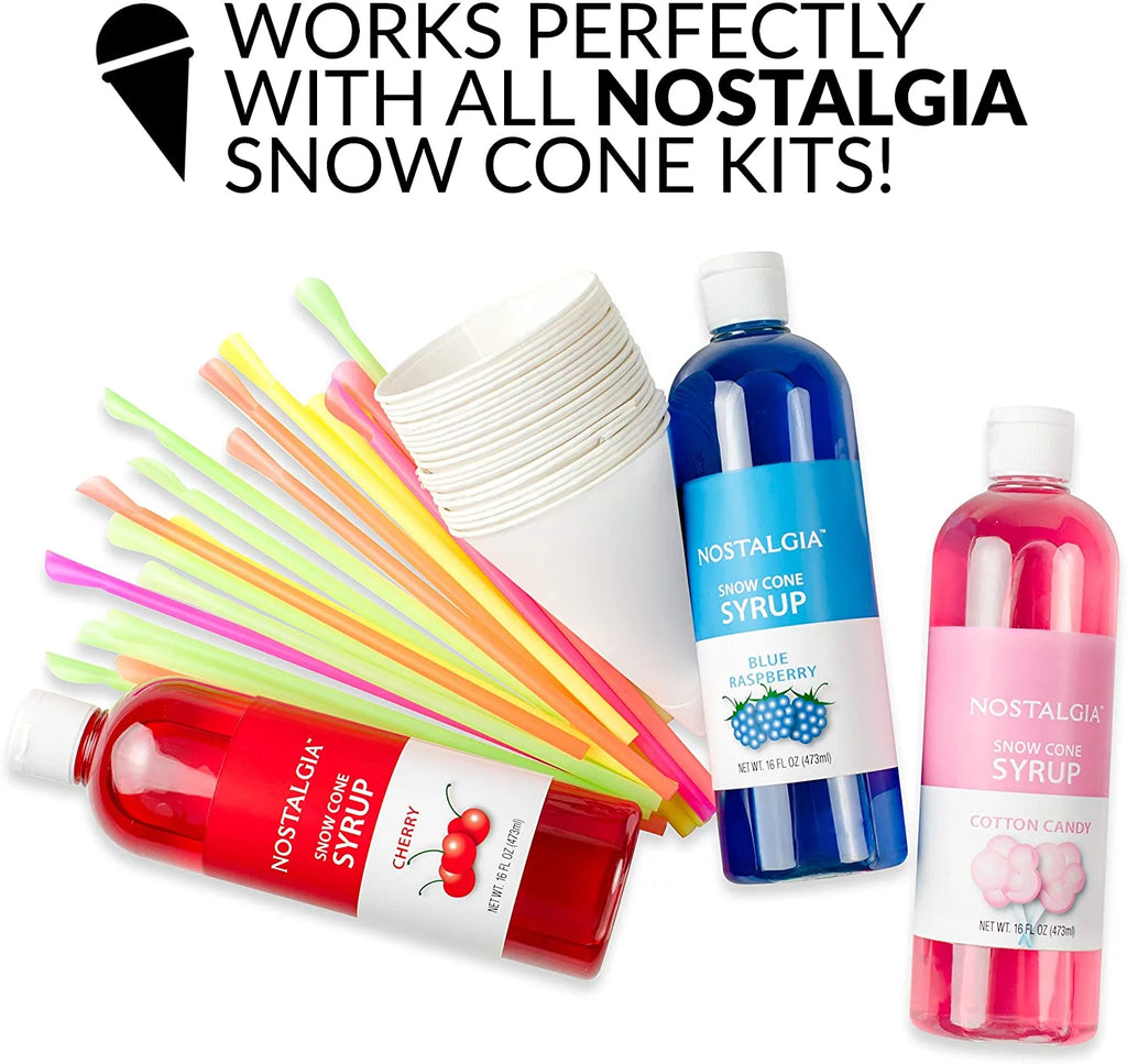 Retro Snow Cone Maker with 2 Reusable Cups & Ice Scoop F7758