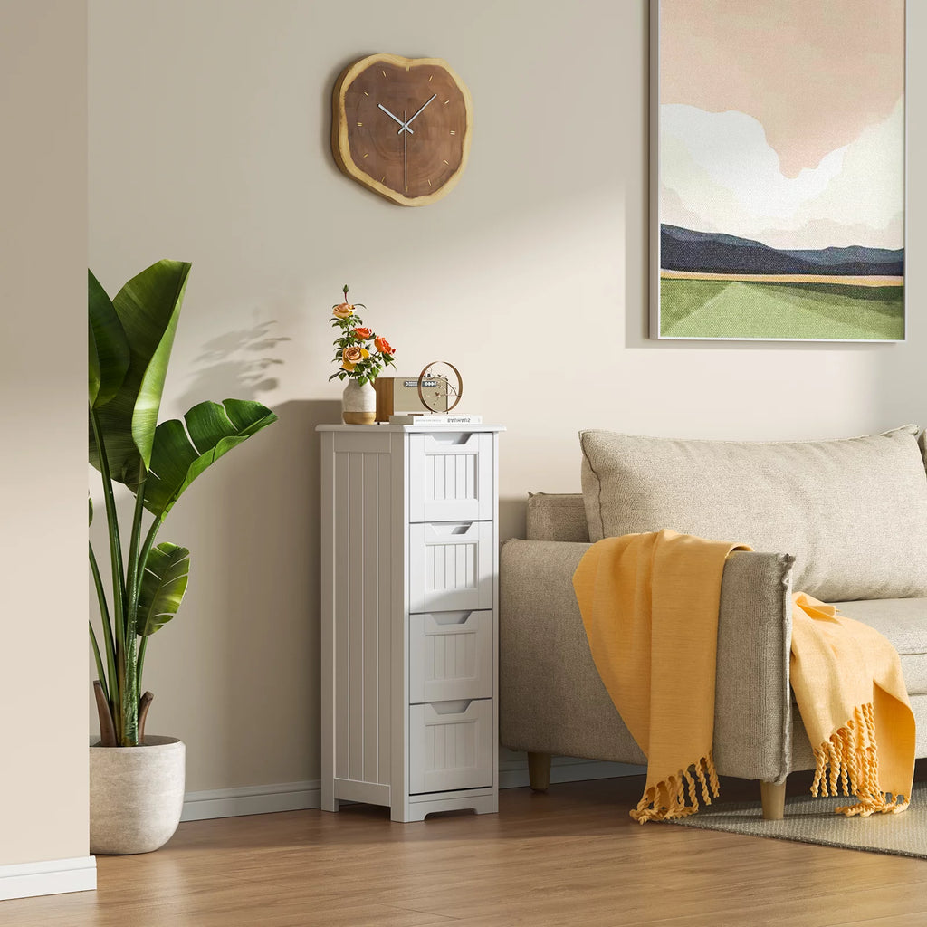 White 4 Drawer Bathroom Floor Cabinet V63160