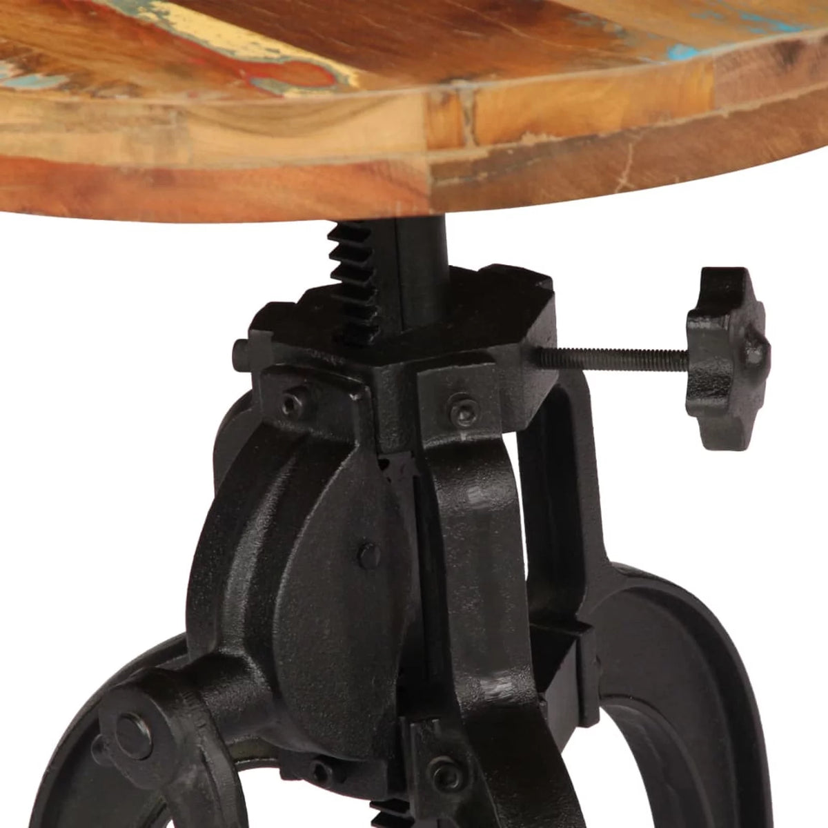 Solid Reclaimed Wood and Cast Iron Side Table O950095
